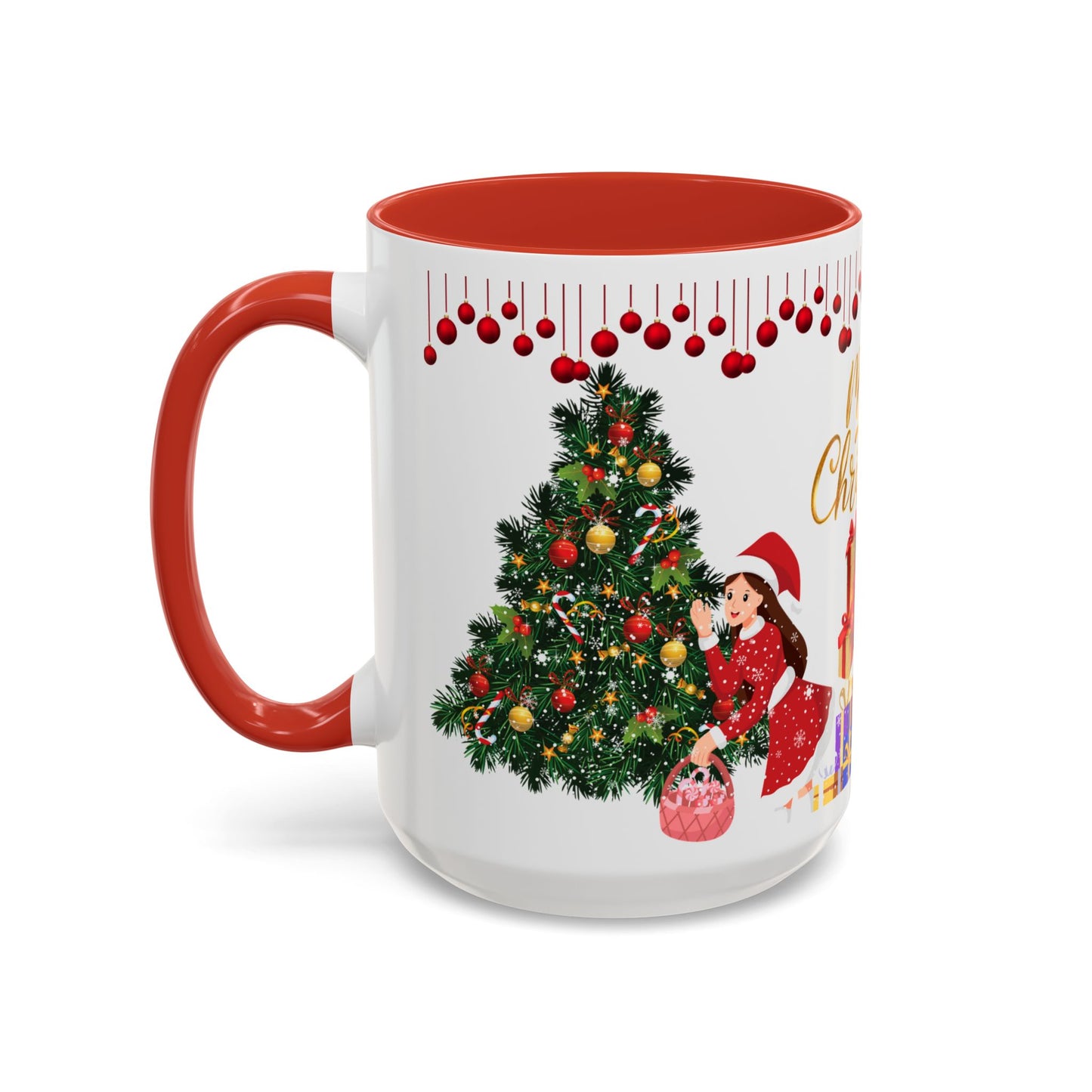 Merry Christmas - Accent Coffee Mug (11, 15oz)