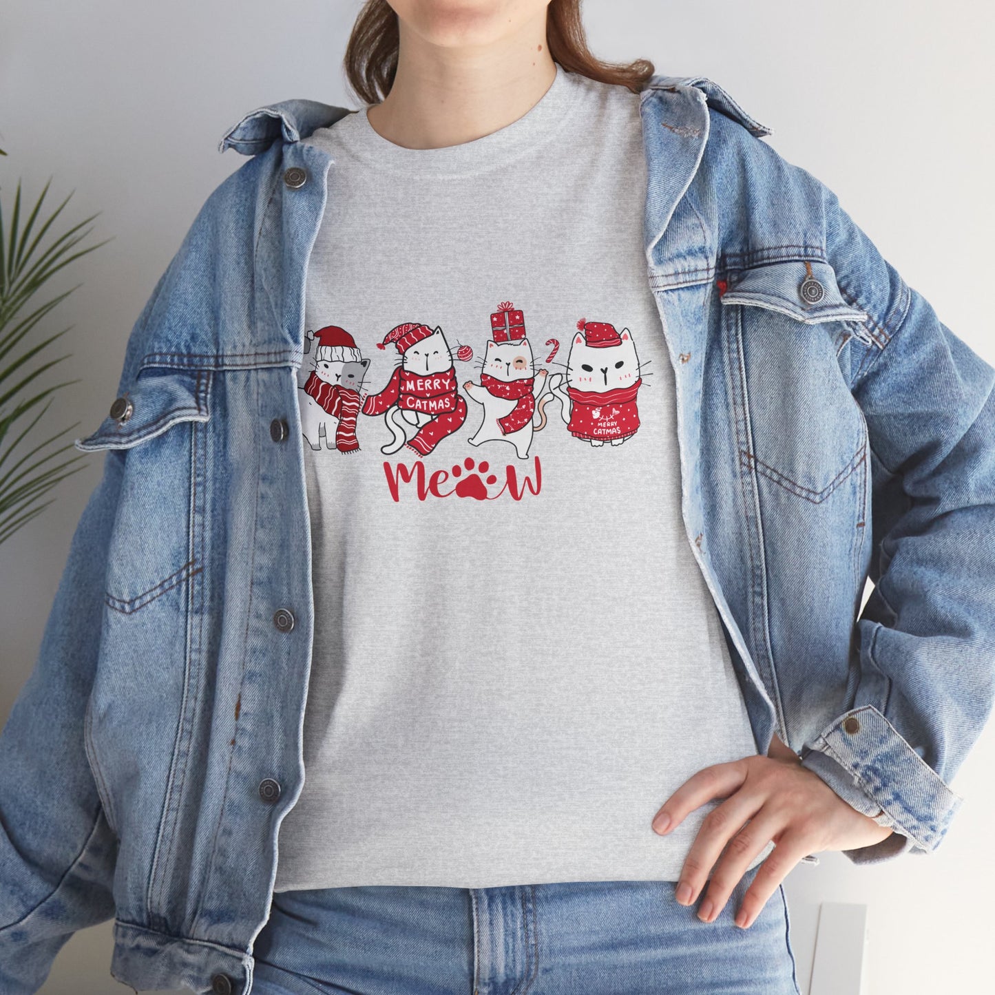 Cats, Merry Christmas - Unisex Heavy Cotton Tee - 10075