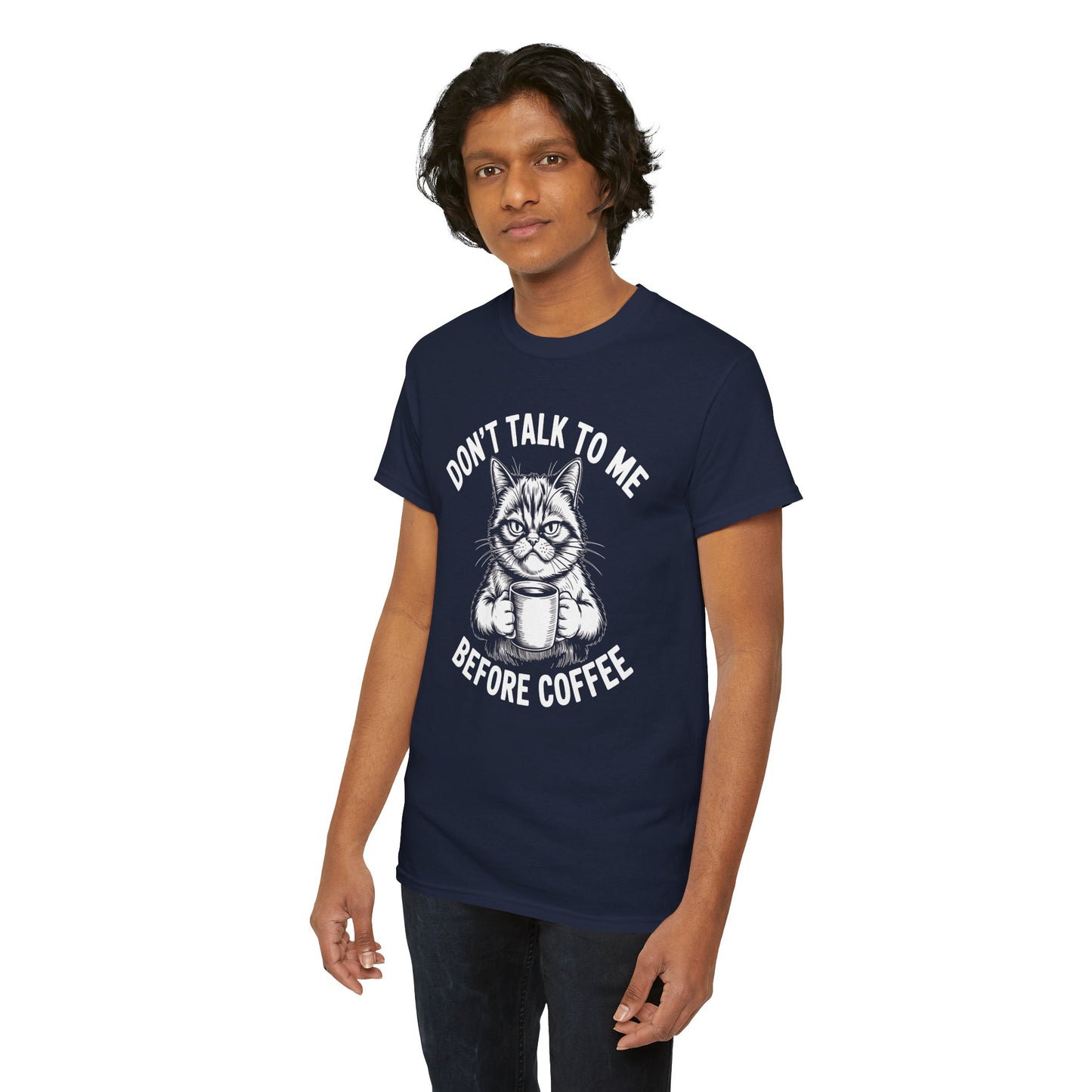 Funny Cat Coffee T-Shirt – “Don’t Talk To Me Before Coffee” Graphic Tee | Cute Grumpy Cat Shirt Gift - 14842