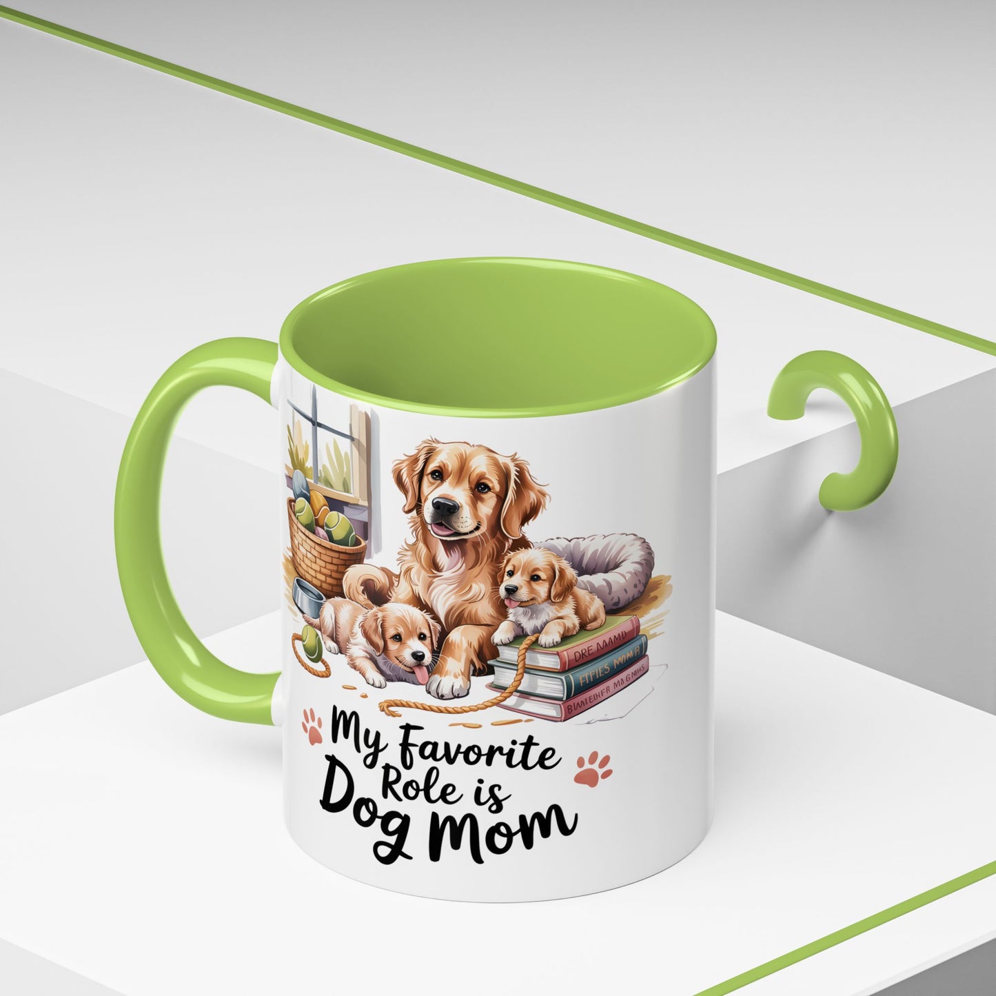 My Favorite Role is Dog Mom Mug – Cute Golden Retriever & Puppies Gift for Dog Lovers, Pet Mom Coffee Cup (11oz / 15oz) - 14799