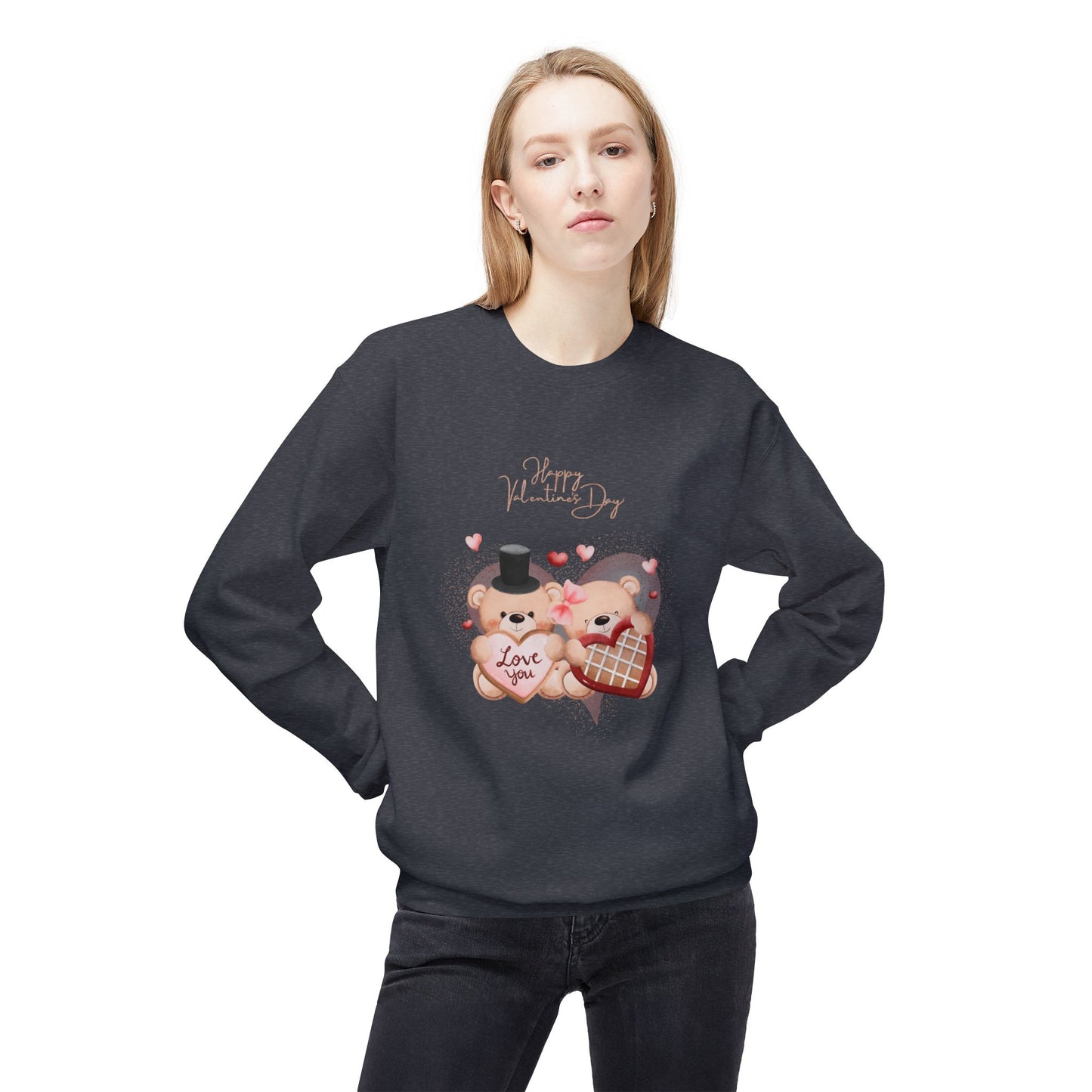Happy Valentine's Day, Love You - Unisex Midweight Softstyle Fleece Crewneck Sweatshirt - 11024