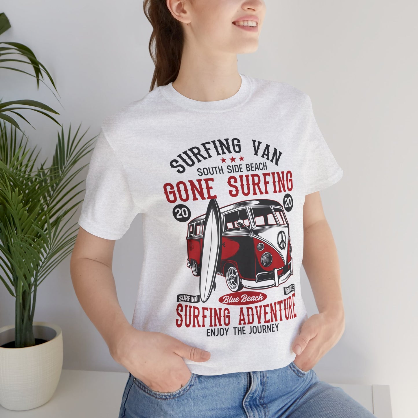 Surfing Van, Surfing Adventure - Unisex Jersey Short Sleeve Tee - 12613