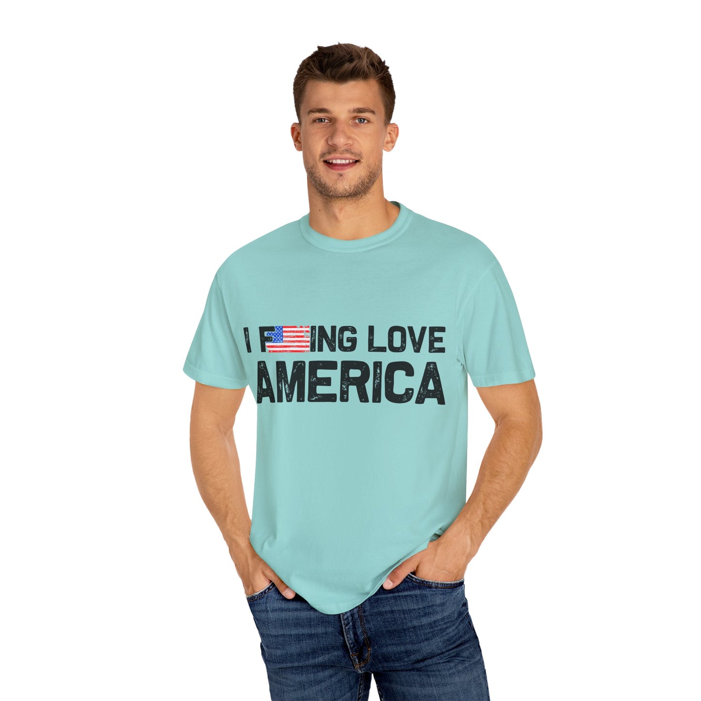 Unisex T-Shirt with Patriotic Love for America, Casual Tee, Independence Day Gift, Love America Shirt, Gift for Patriot - 13654
