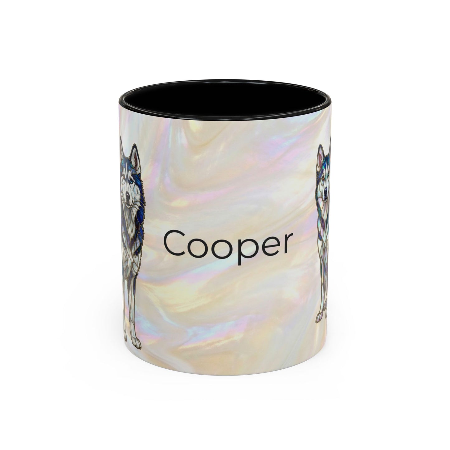 Personalized Husky Accent Coffee Mug – Stained Glass Design (11/15oz) - 14543