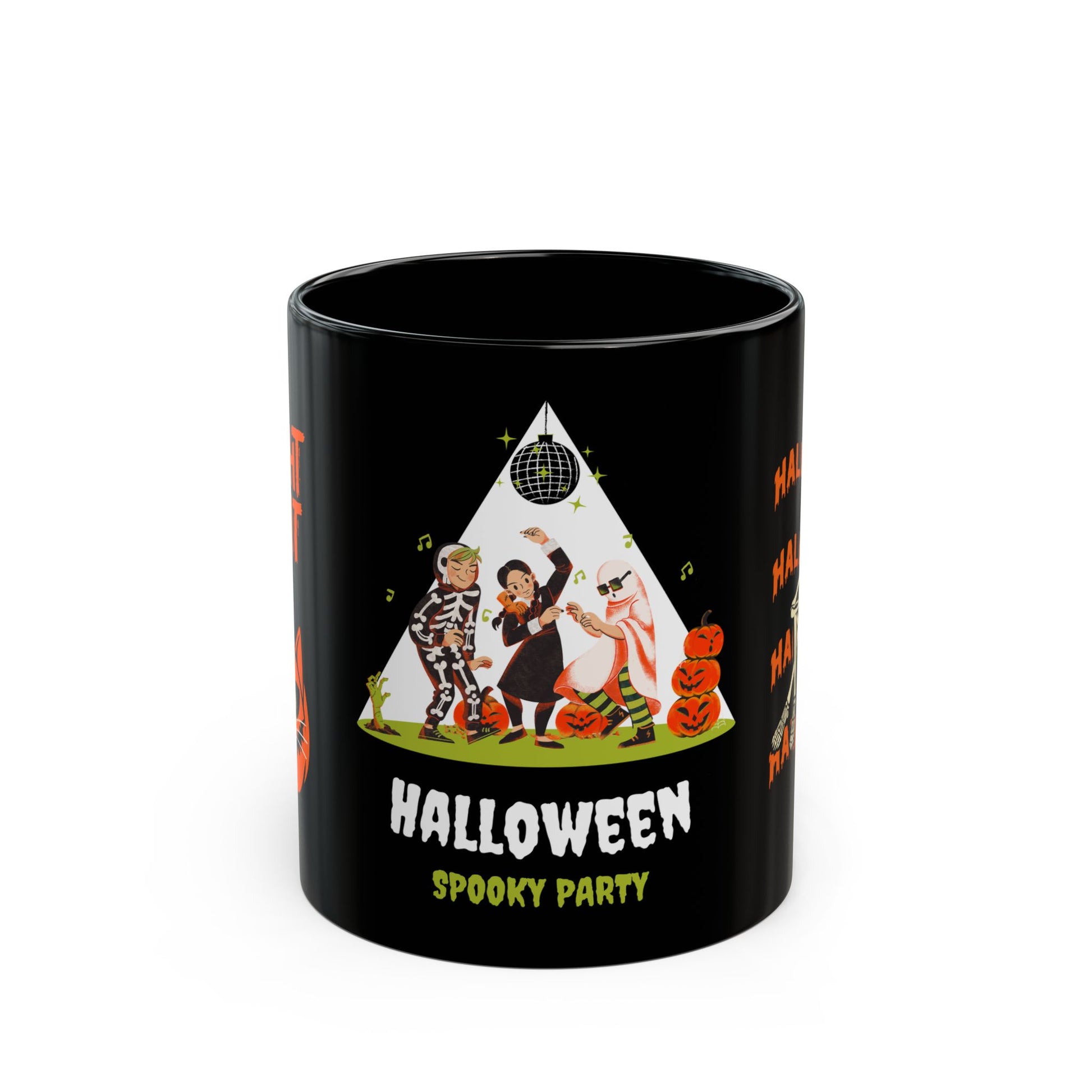 Halloween, Spooky Party - Black Mug (11oz, 15oz) | 11oz,Back-to-School,Black base,Ceramic,Coffee Mugs,Glossy,Home & Living,Mugs,Seasonal Picks,Sublimation