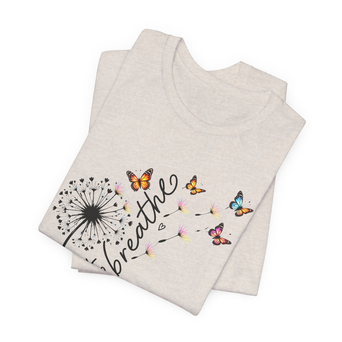 Just Breathe Dandelion T-Shirt,  Butterfly Inspirational Tee - 14519