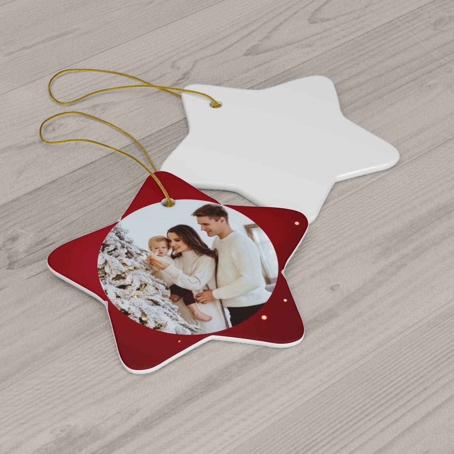 Young Couple Photo, Customizable - Ceramic Ornament, 4 Shapes