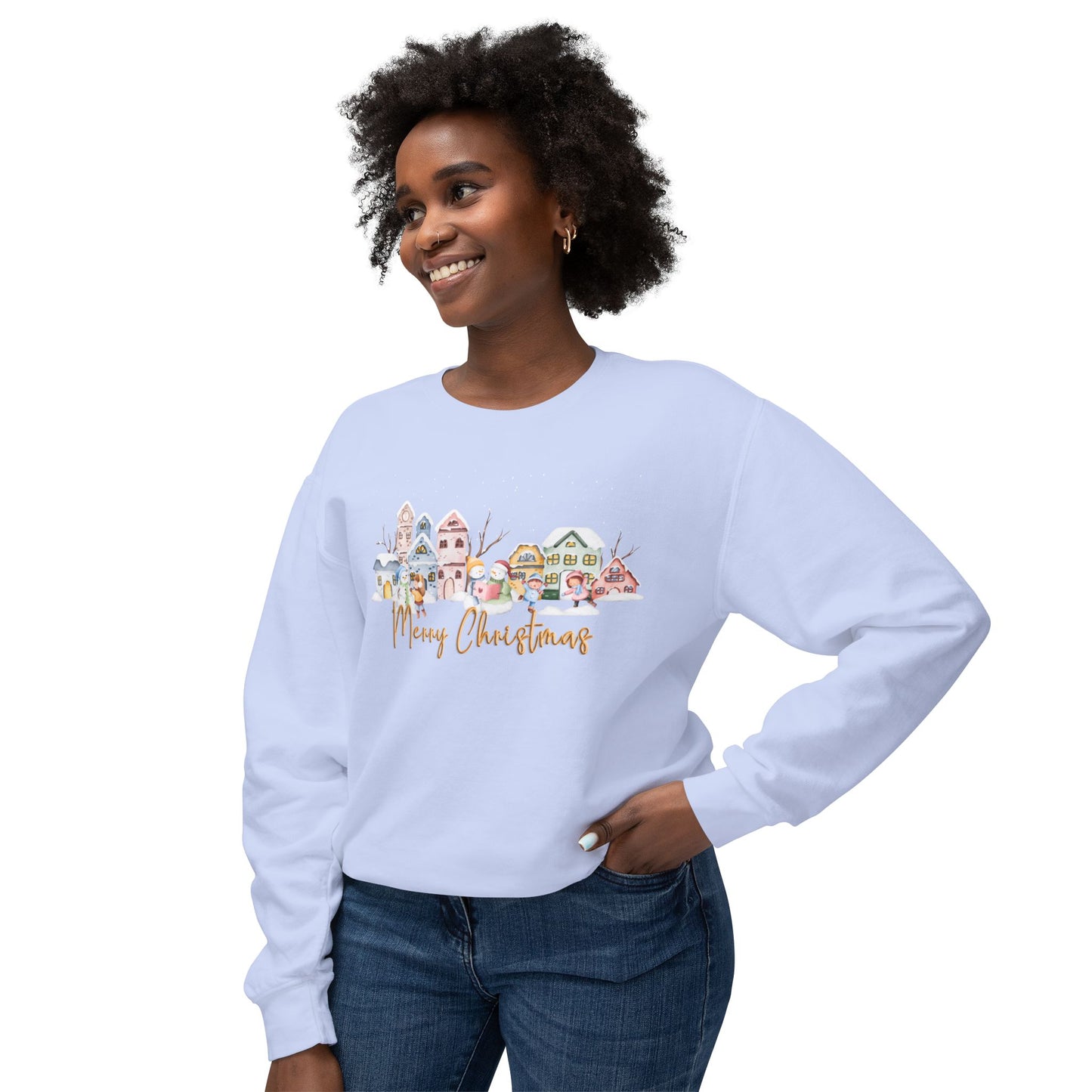 Christmas Day In Street - Unisex Lightweight Crewneck Sweatshirt - 10138