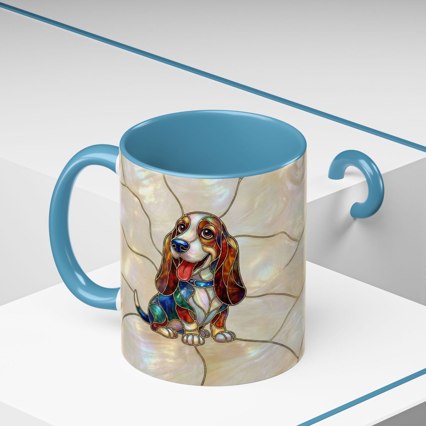Basset Hound Stained Glass Accent Coffee Mug (11/15oz) - 14520