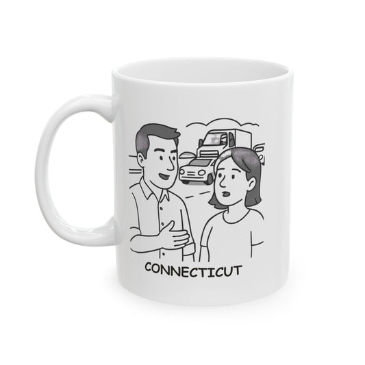 "In Connecticut, we don’t do small talk, we do ‘How's the traffic?’" Ceramic Mug - 13838