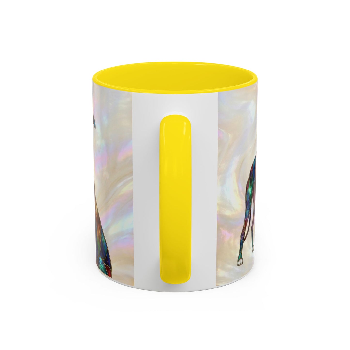 Personalized Greyhound Coffee Mug – Stained Glass Dog Accent Mug (Name Customizable)  - 14523