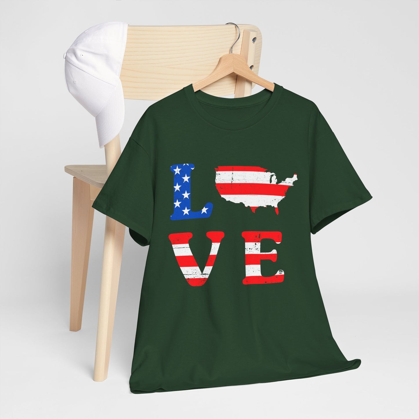 Patriotic Love Tee | Unisex Heavy Cotton T-Shirt, USA Love Shirt, 4th of July Gift, Casual Wear, Independence Day Apparel - 13696