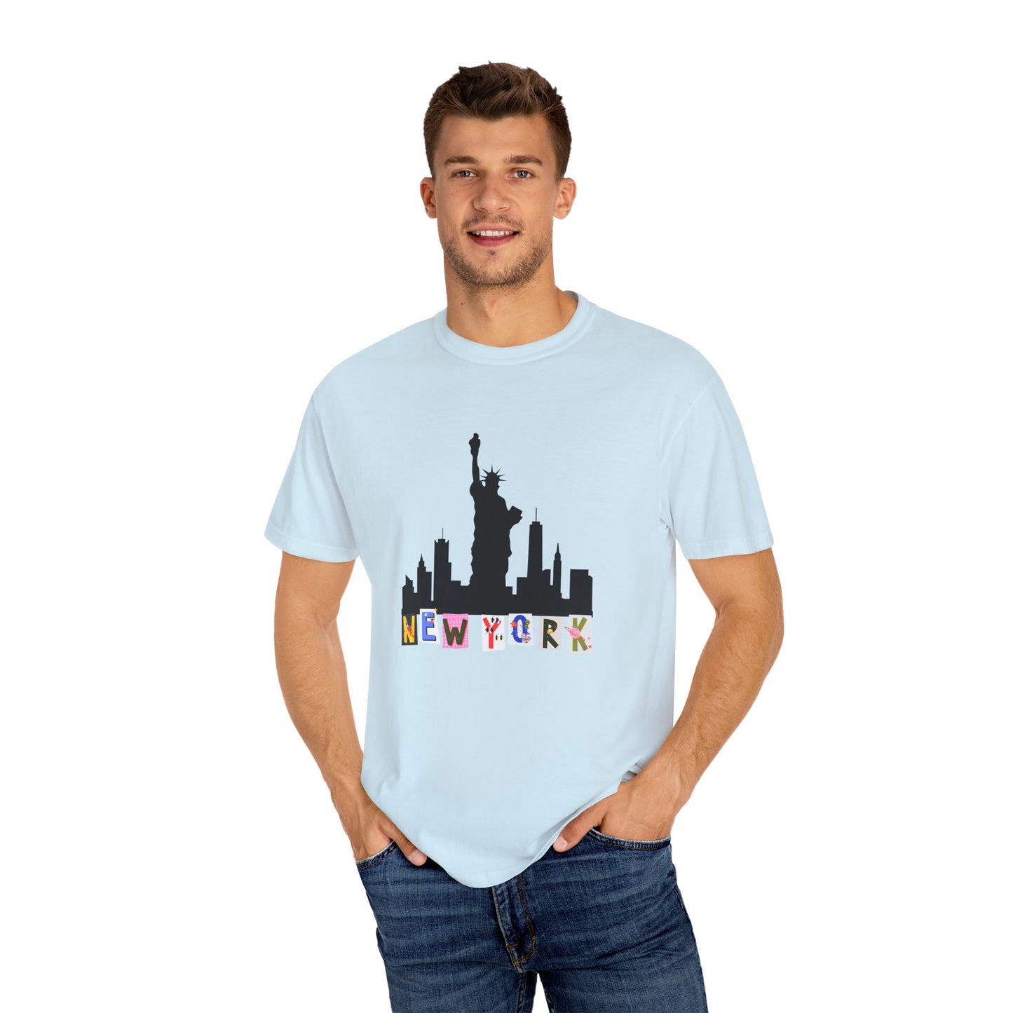 New York Skyline Graphic T-Shirt - Unisex Garment-Dyed Tee for City Lovers - 12002