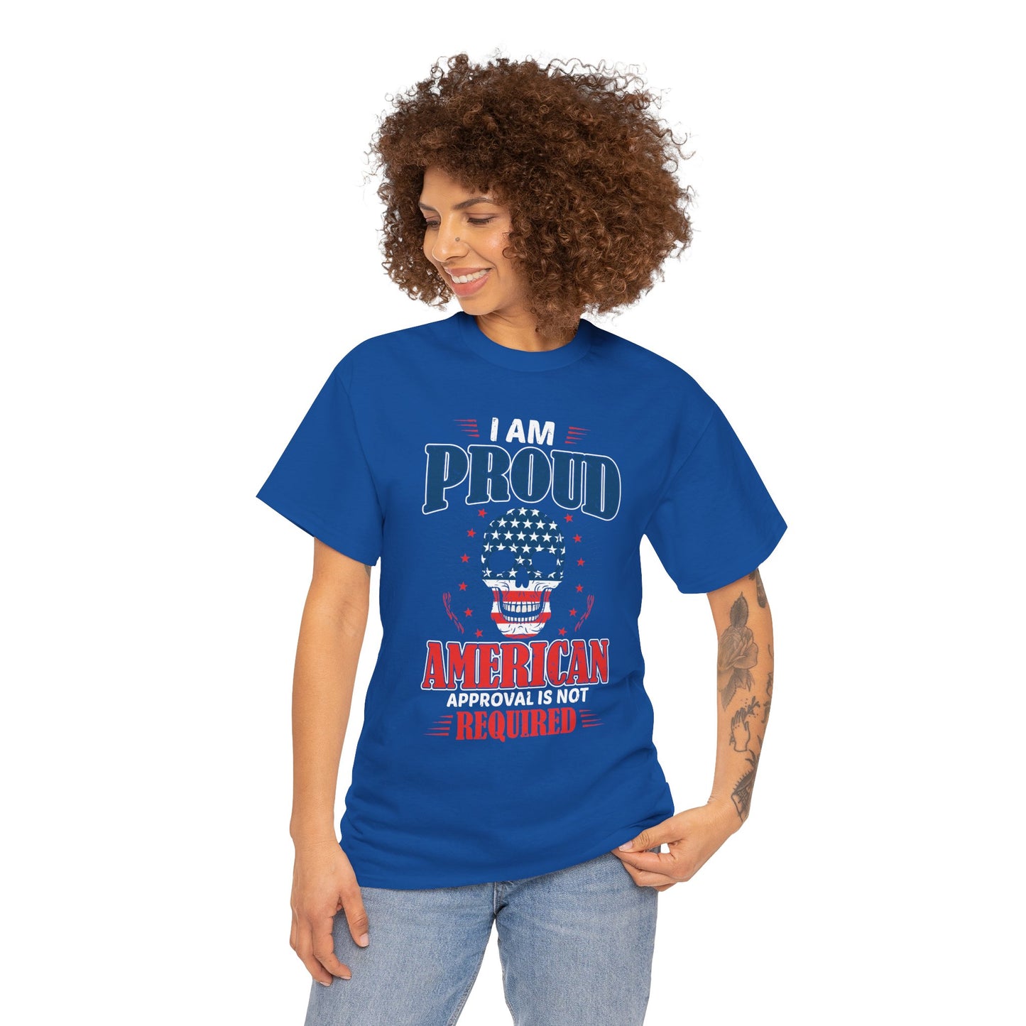 "I'm a Proud American" Unisex Heavy Cotton Tee, Patriotic Shirt, Independence Day Apparel, Casual Wear, Gift for Veterans - 13637