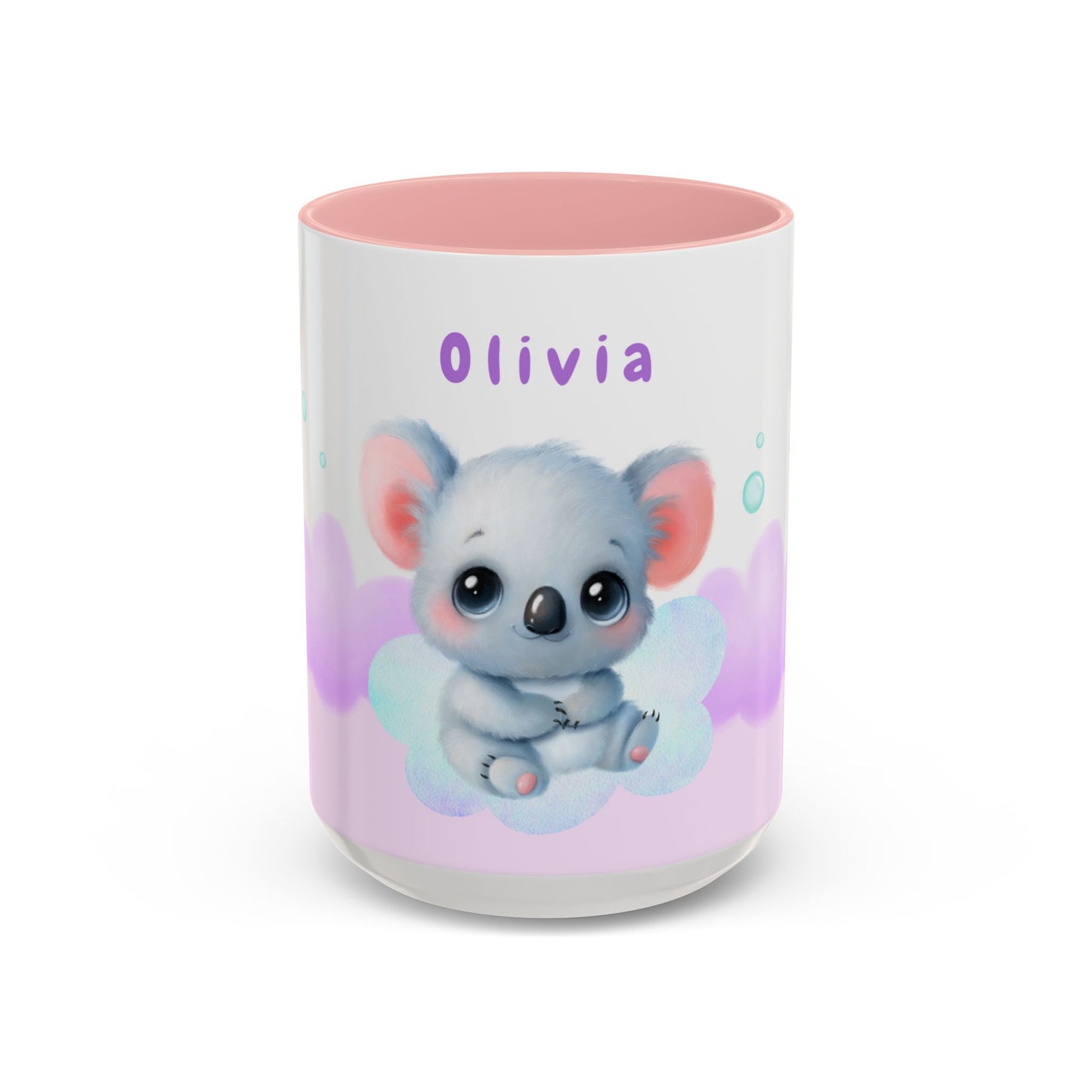 Cute Koala, Olivia, Name Customizable - Accent Coffee Mug (11, 15oz) - 11006