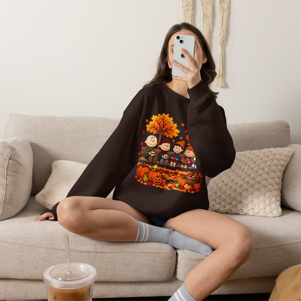 Fall Friends Crewneck Sweatshirt, Cute Autumn Pumpkin Patch Design - 14999