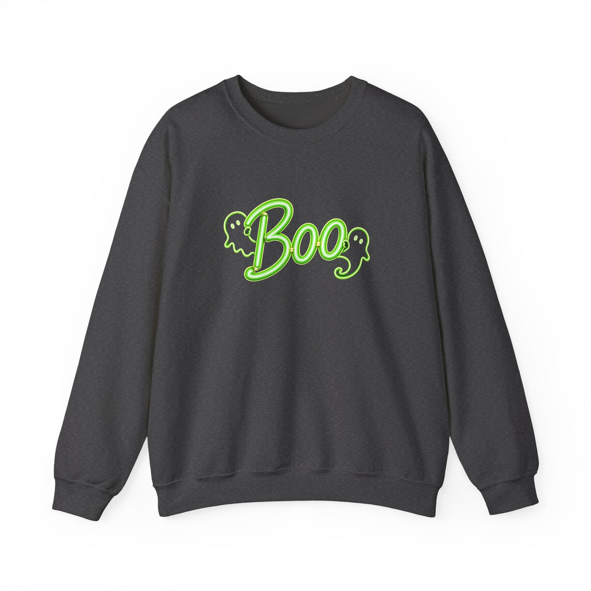 Neon Boo Halloween Sweatshirt, Cute Ghost Crewneck - 14517
