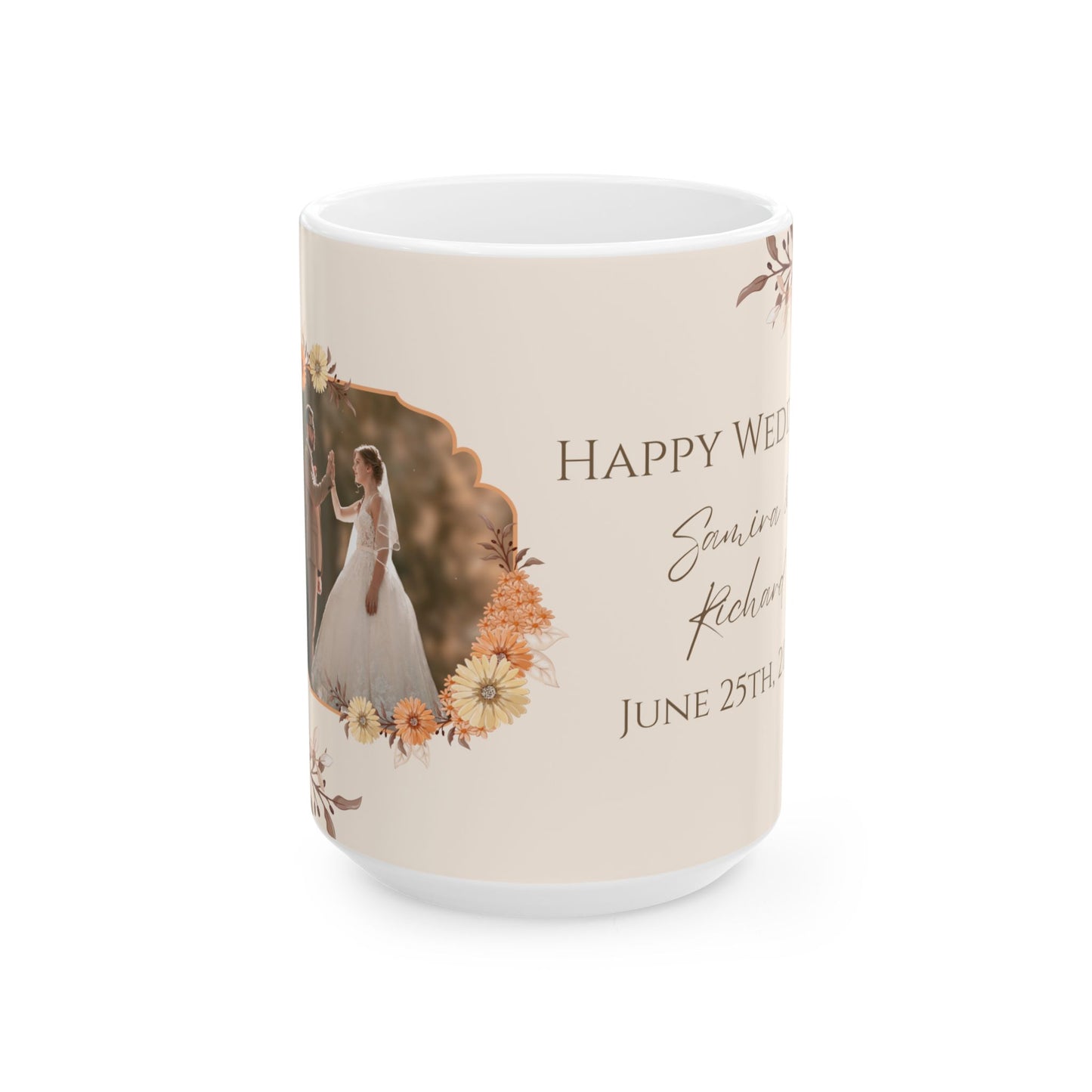 Happy Wedding, Details Customizable - Ceramic Mug, (11oz, 15oz) - 10964