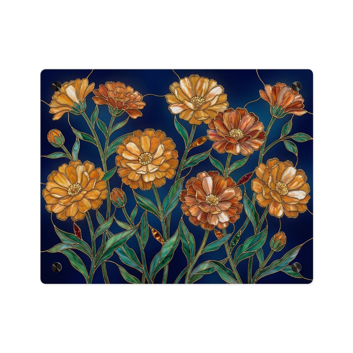 Marigold Bloom Acrylic Wall Art Panel — Botanical Floral Home Decor - 14608