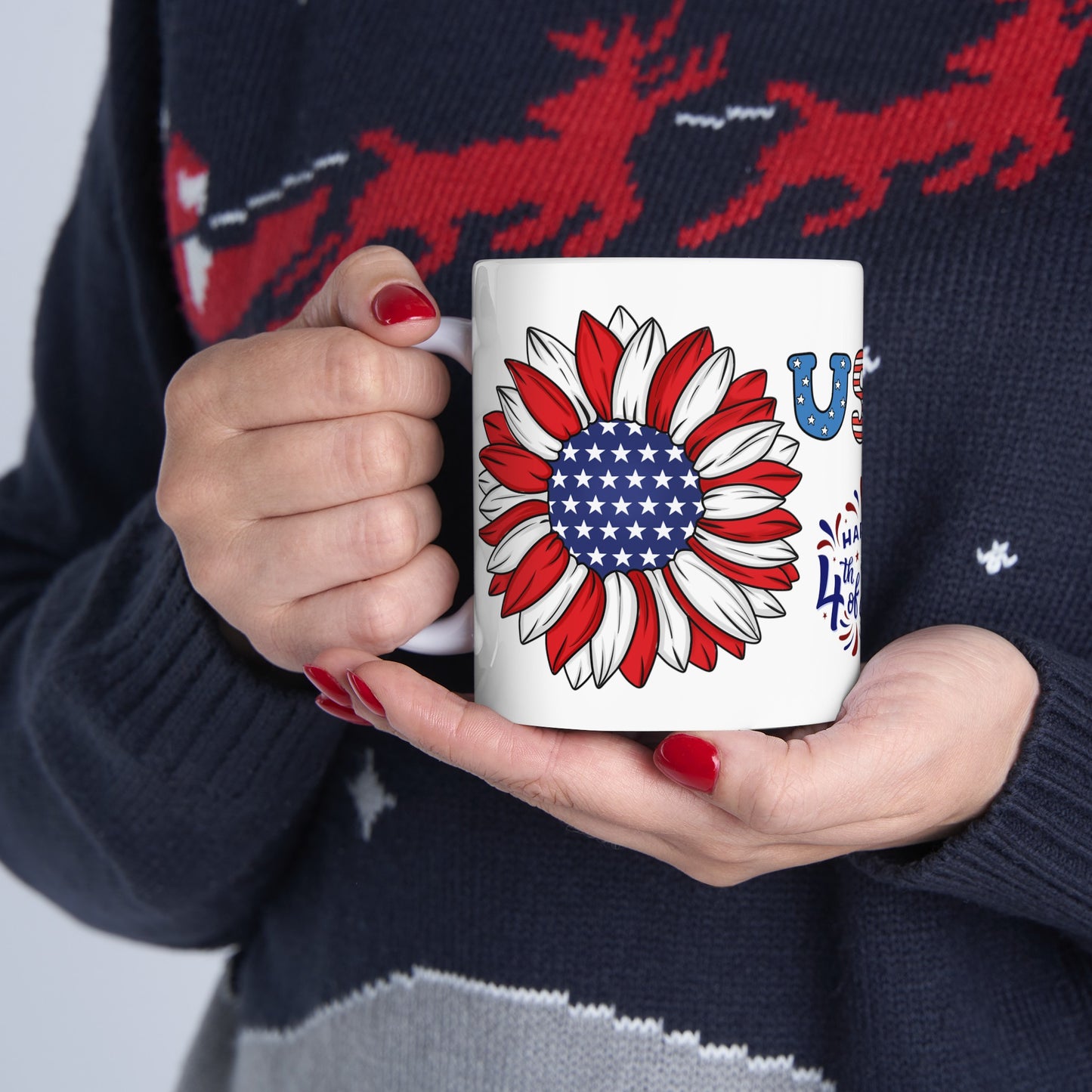 July 4, Sunflower & Butterfly - Ceramic Mug, (11oz, 15oz)