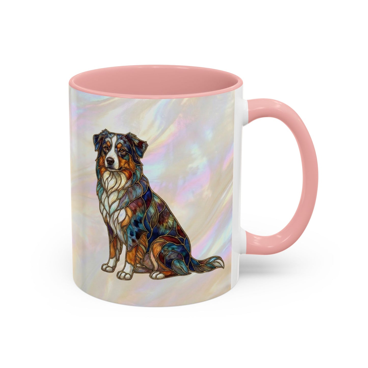 Australian Shepherd Accent Coffee Mug — Stained Glass Design (11/15oz) -14614