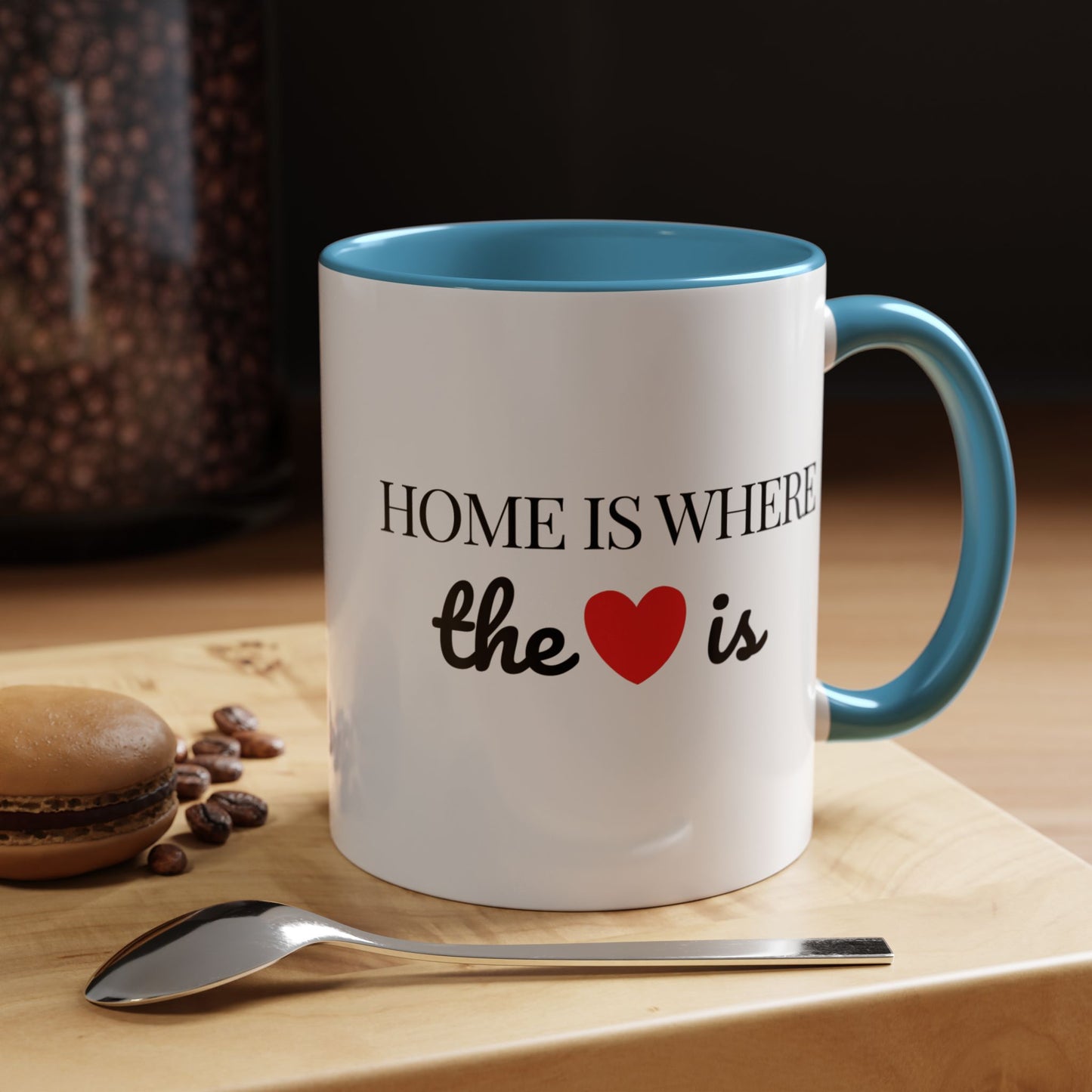 "Home is Where the Heart is" Coffee Mug —  Minimal Accent Ceramic Mug (11/15oz) - 14684