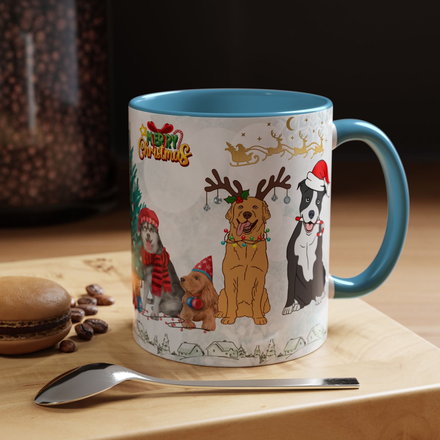 Merry Christmas Dogs - Accent Coffee Mug (11, 15oz)