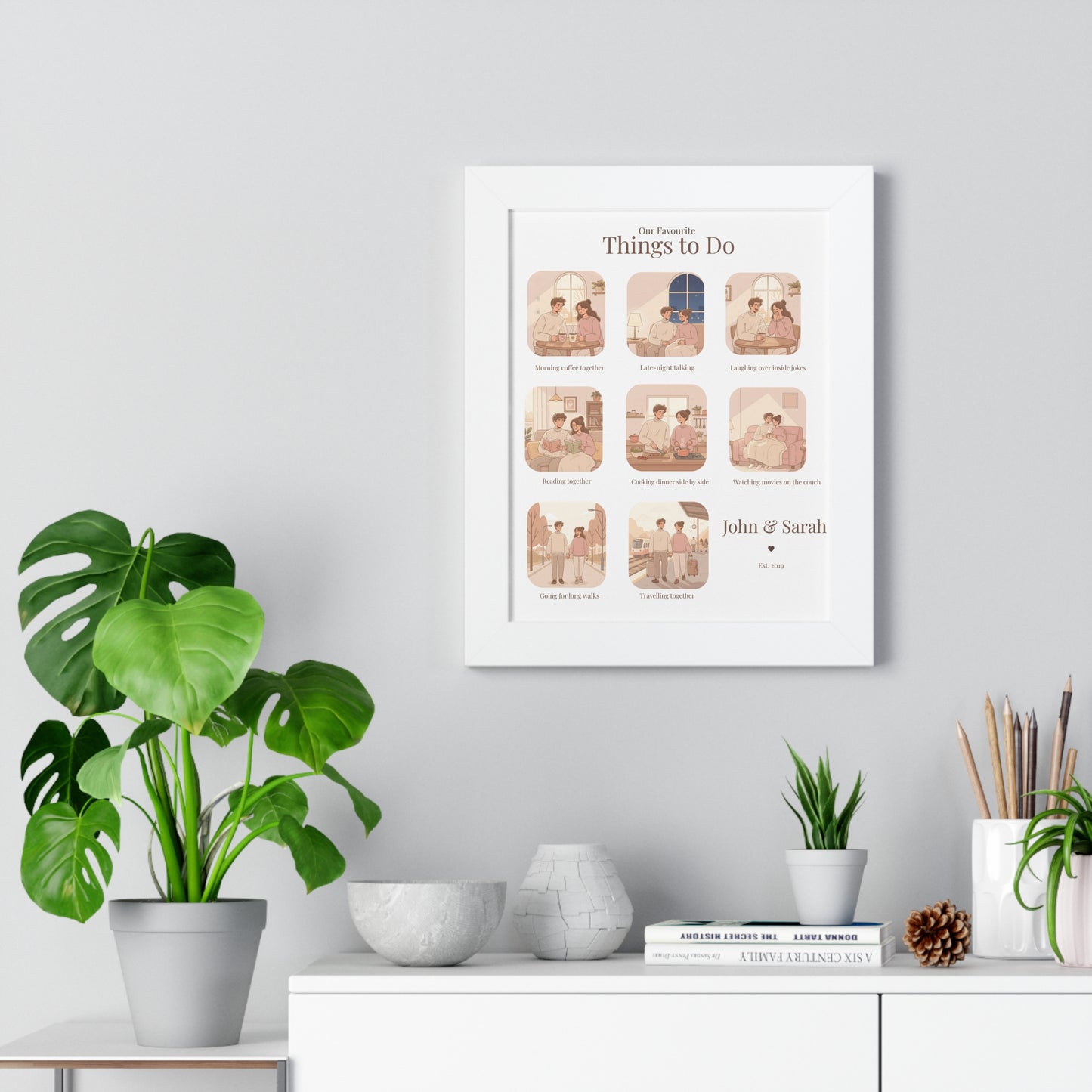 Framed Poster – “Our Favourite Things to Do” Personalized Couple Print | Valentine’s Gift - 14707