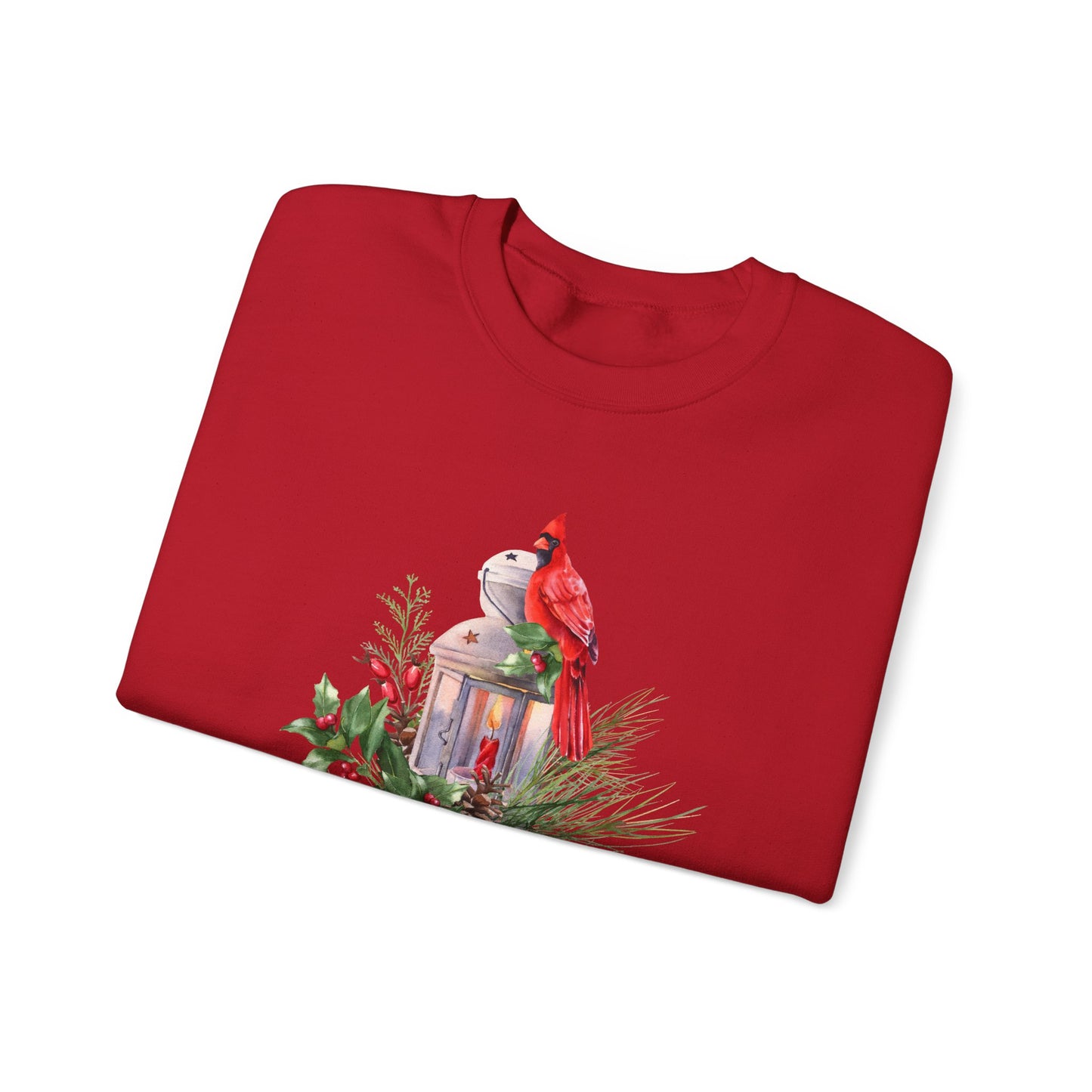 Cardinal Bird, Vintage Lantern, Winter Floral - Unisex Heavy Blend™ Crewneck Sweatshirt - 10370