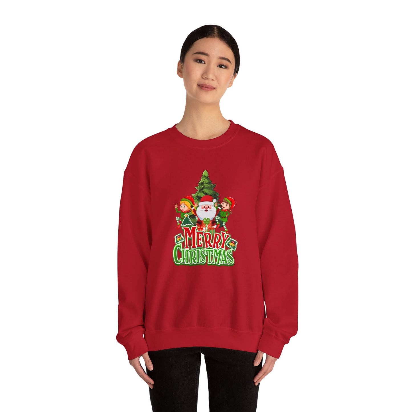 Santa & Elves, Merry Christmas - Unisex Heavy Blend™ Crewneck Sweatshirt - 10545