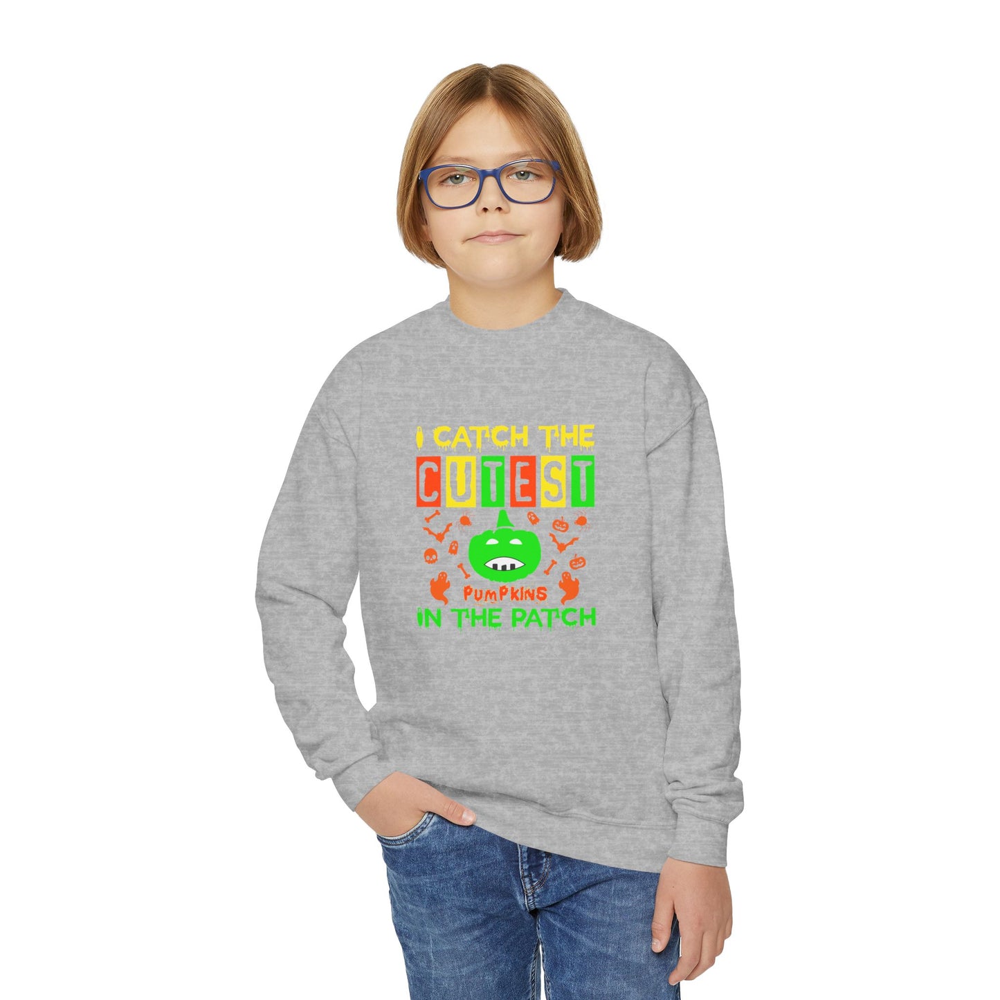 I Catch The Cutest Pumpkins In The Patch  - Youth Crewneck Sweatshirt