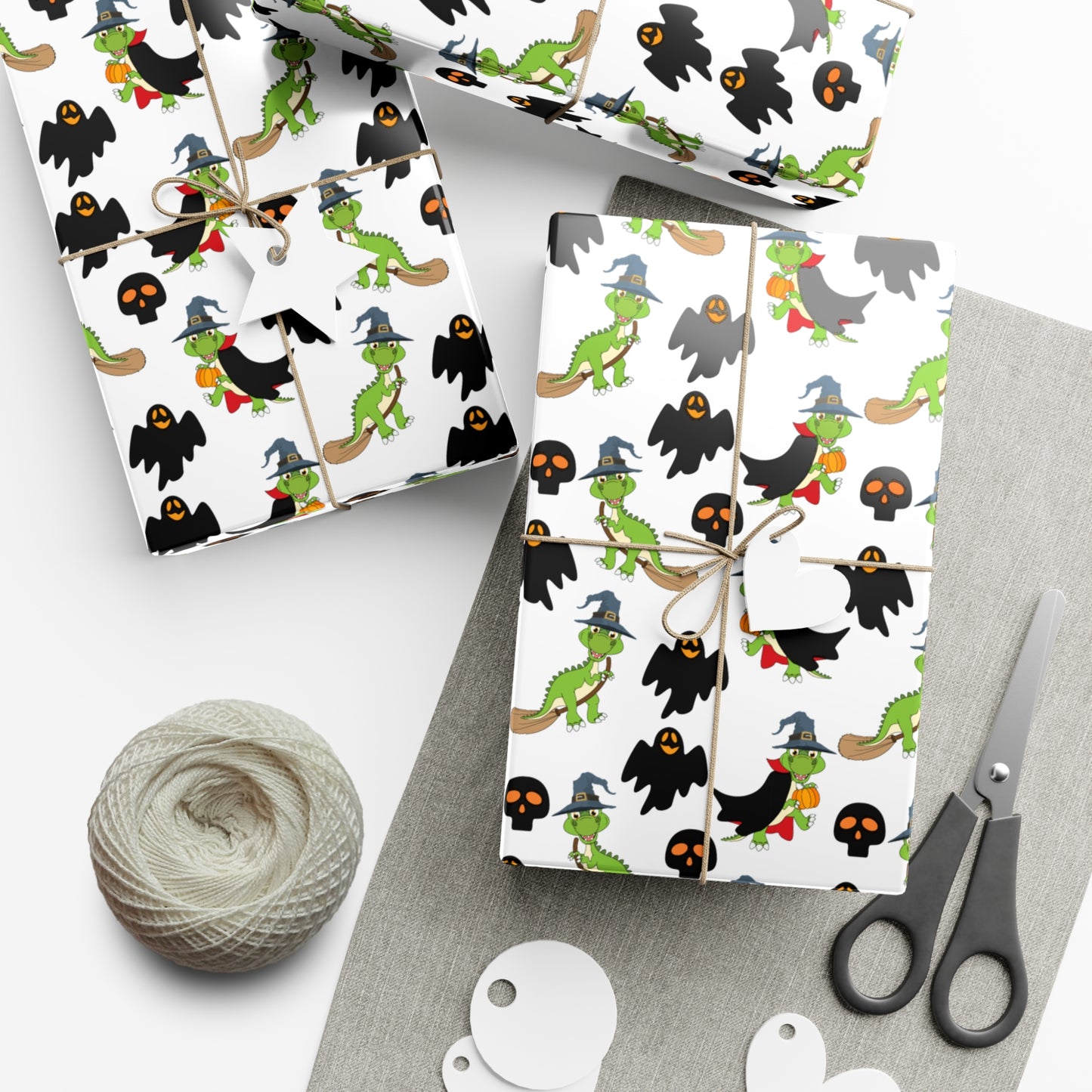 Green Dinosaur Witch  - Gift Wrap Papers - 13989