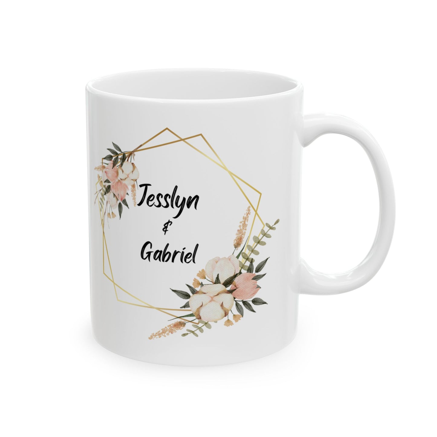 Wedding Rings, Details Customizable -  Ceramic Mug, (11oz, 15oz) - 11119