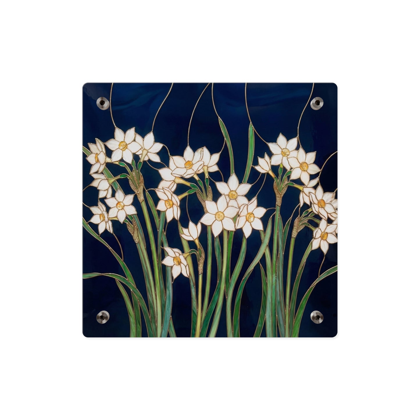 Whitepaper Narcissus Acrylic Wall Art Panel — (Floral Modern Decorative Plaque) - 14598