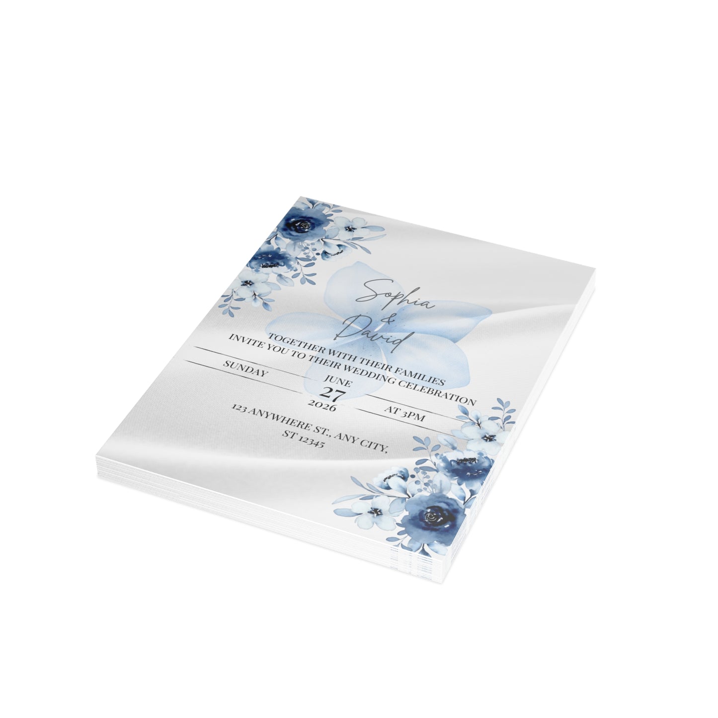 Custom Wedding Invitation with Flowers (envelopes included) - 14666