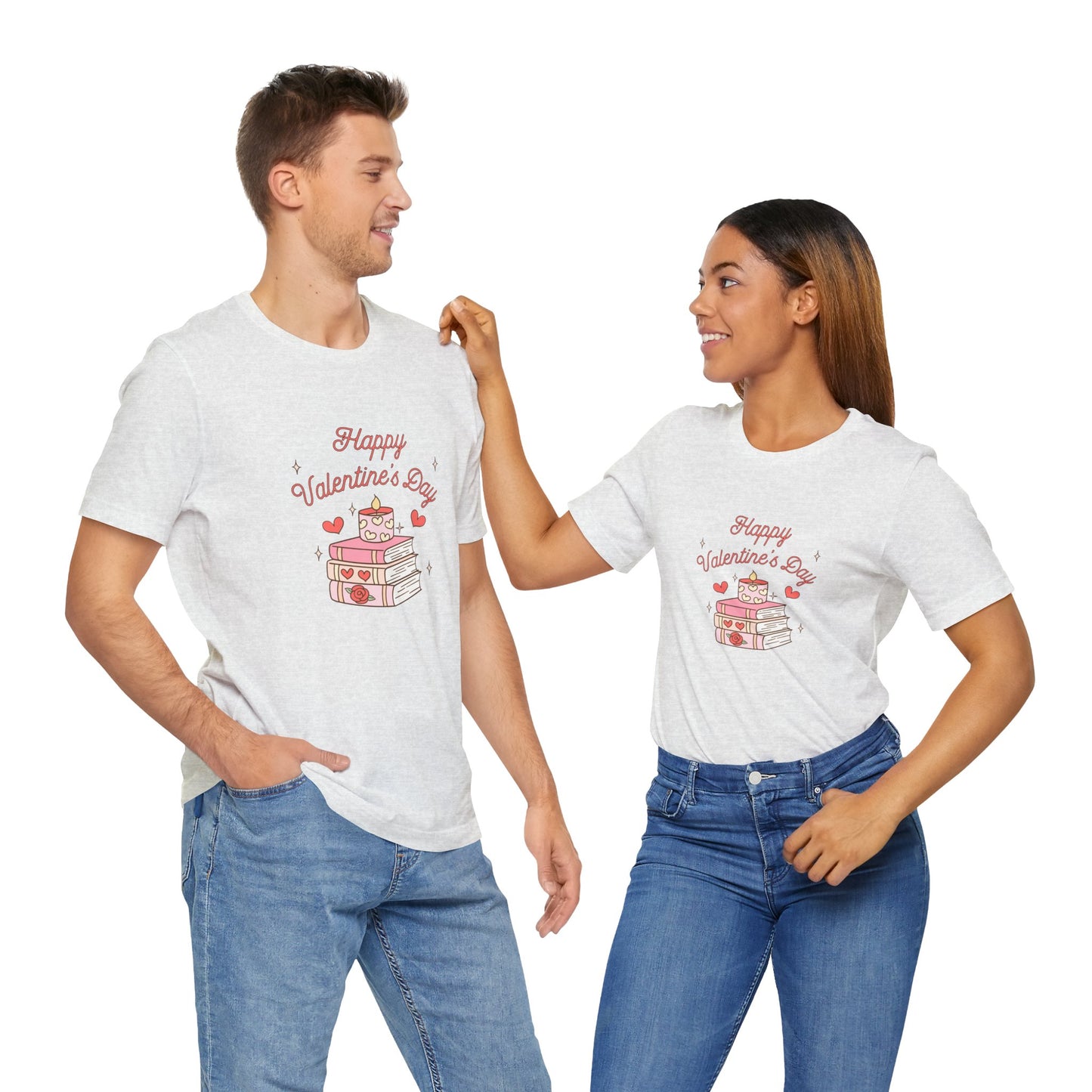 Books, Happy Valentine's Day - Unisex Jersey Short Sleeve Tee - 11572