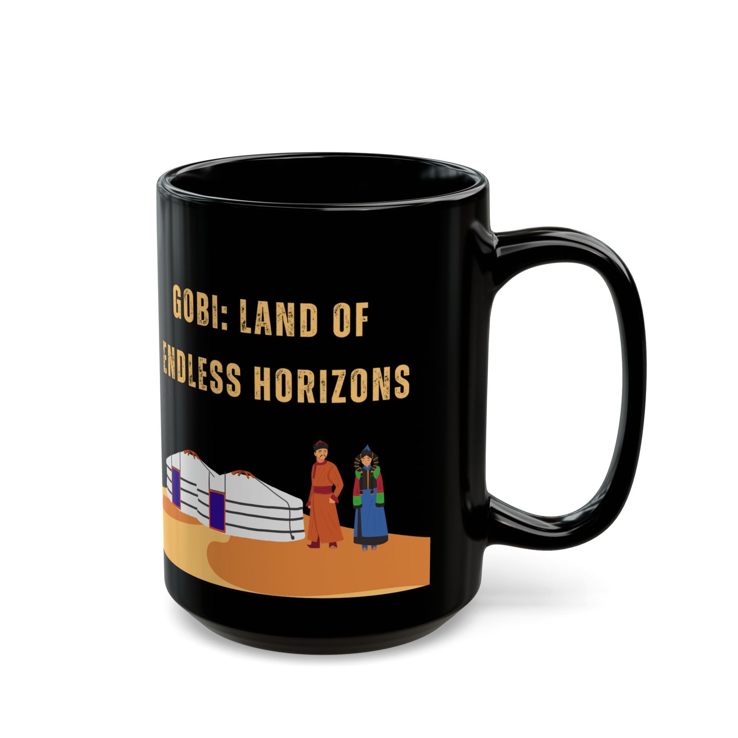 Gobi: Land of Endless Horizons - Ceramic Black Mug (11oz, 15oz) - 10382