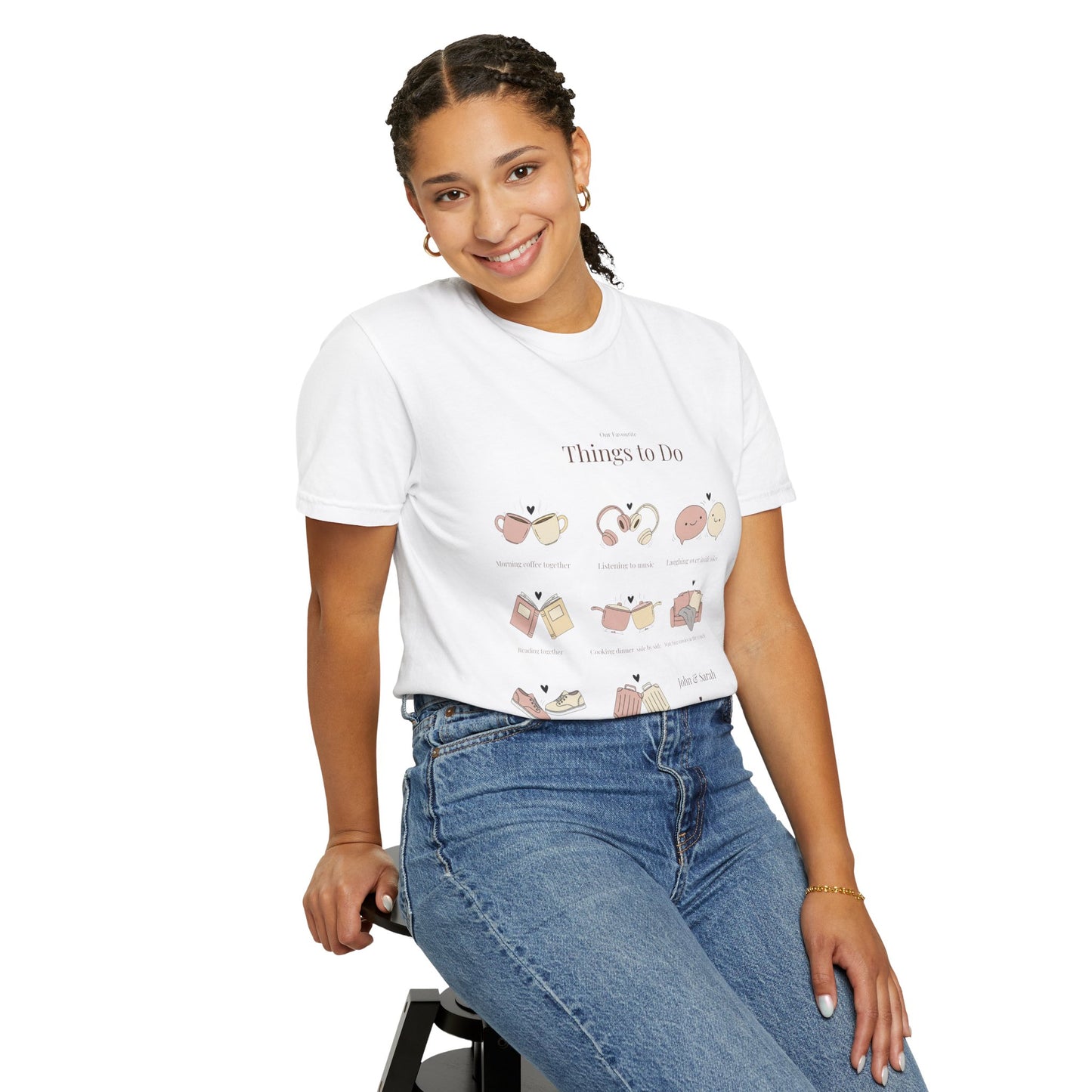 Our Favourite Things to Do Together – Personalised Valentine’s Illustration T-Shirt Gift - 14720