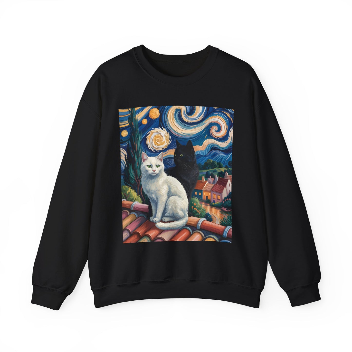 Van Gogh Style Cat Art Sweatshirt - Cozy Unisex Crewneck, Valentines Day Gift for Cat Lovers - 14761
