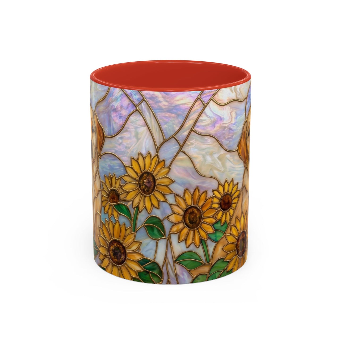 Sunflower Golden Retriever P uppiesAccent Coffee Mug –  Stained Glass Design (11/15 oz) - 14527