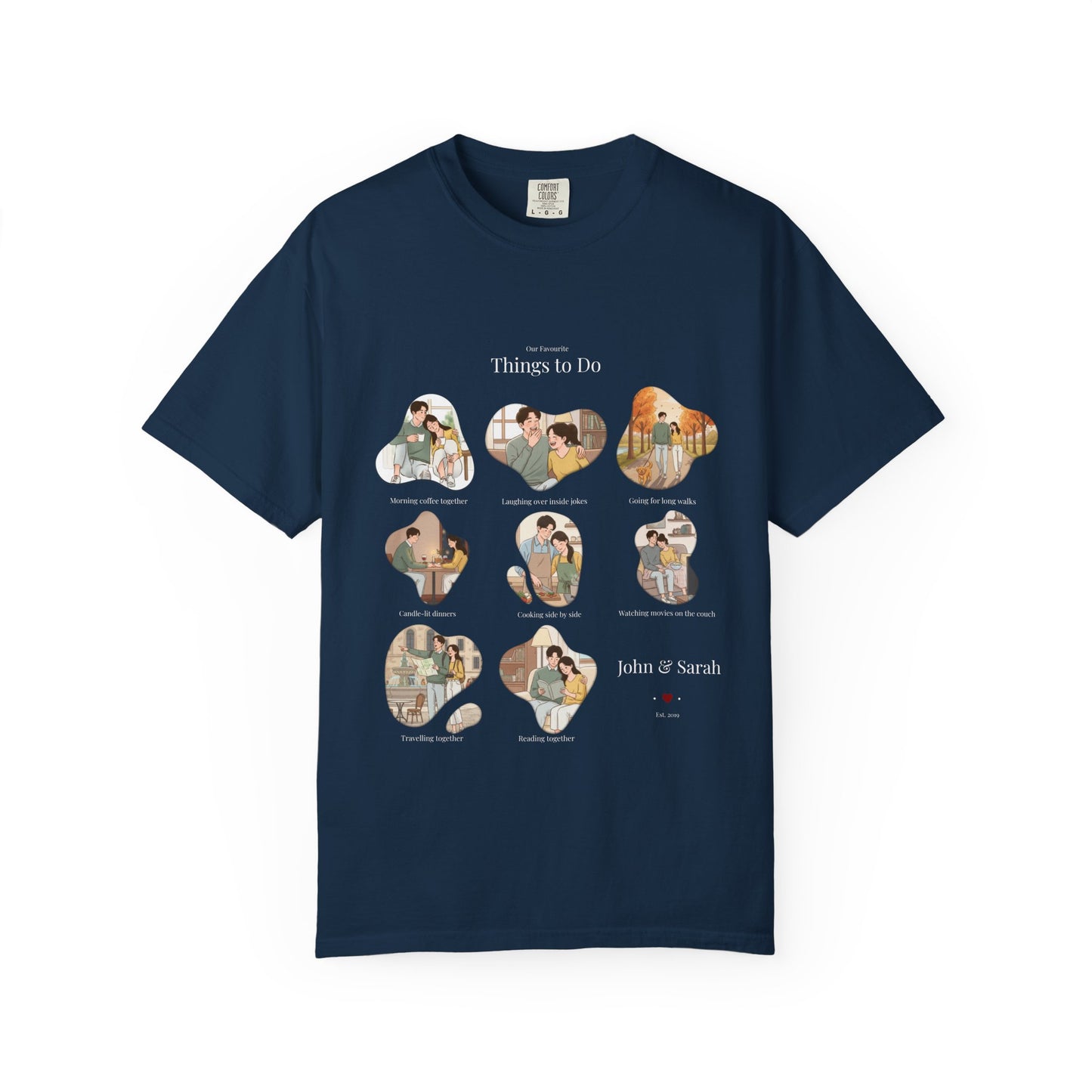 Our Favourite Things to Do Together – Personalised Valentine’s Illustration T-Shirt Gift - 14721