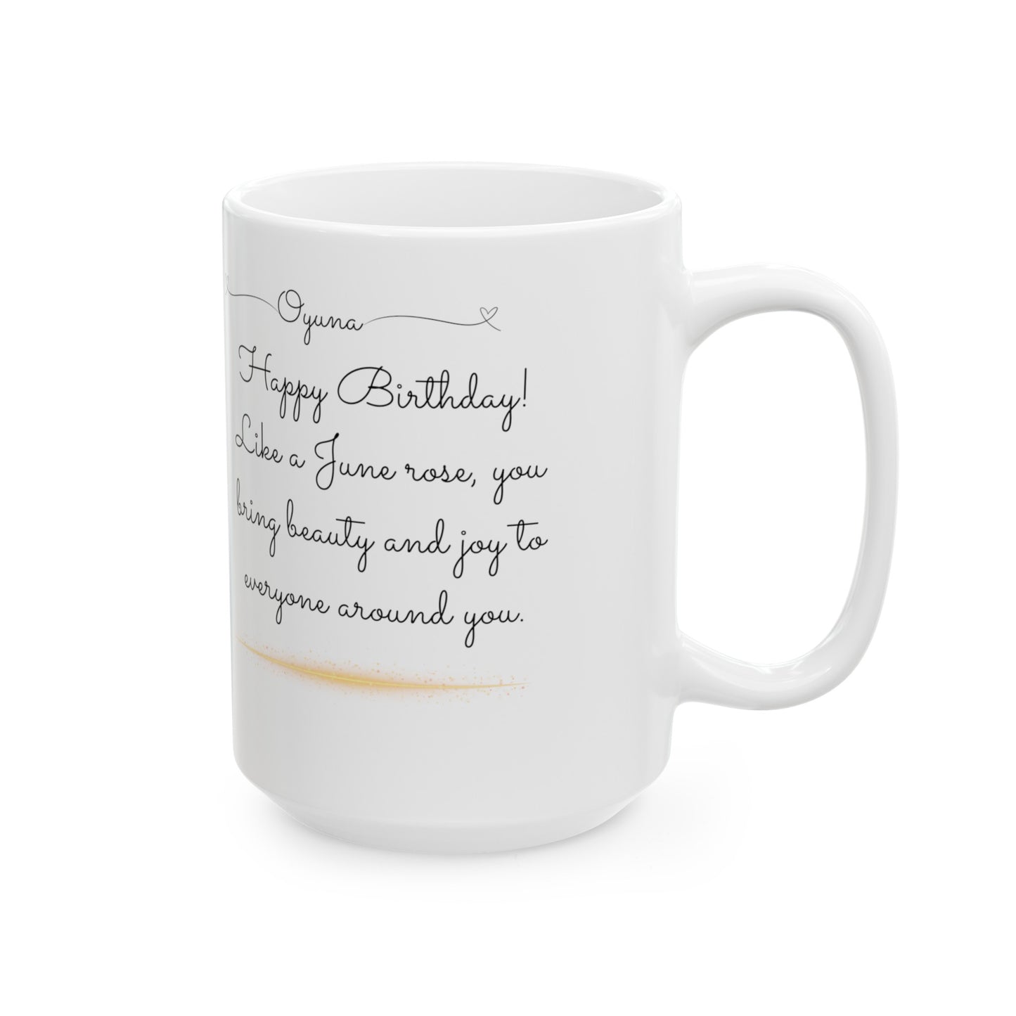 Happy Birthday, June, Rose, Customized Ceramic Mug, (11oz, 15oz)