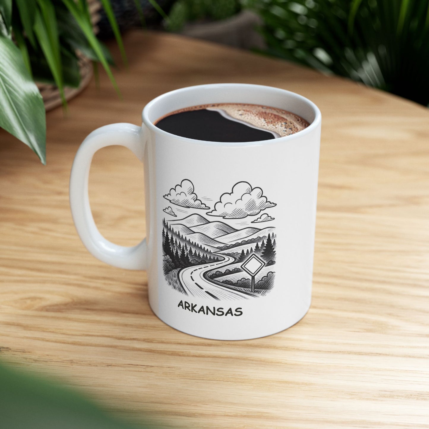 "Arkansas: Where every road leads to a new adventure." Ceramic Mug - 13345