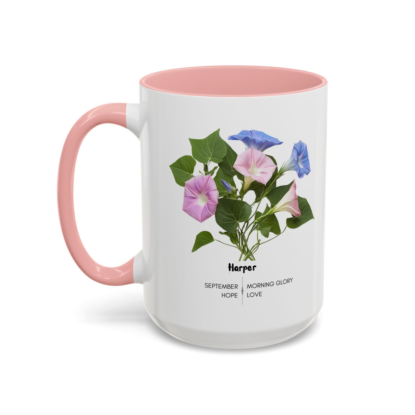 Happy Birthday: September Born, Morning Glory Flower, Customizable - Accent Coffee Mug (11, 15oz)