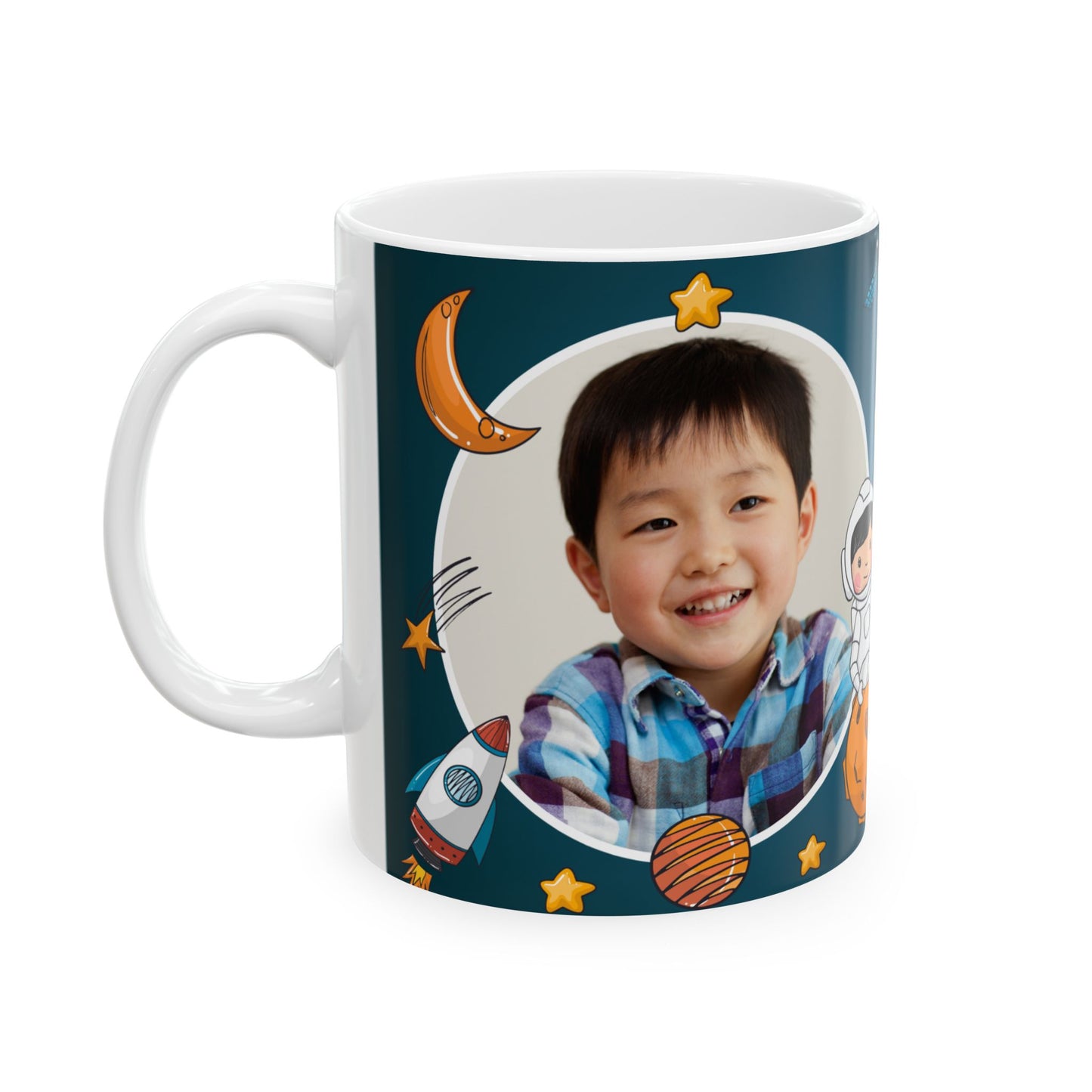 Personalized Space-Themed Ceramic Mug - Birthday Gift, Kids Space Party, Astronaut Design, Custom Coffee Cup, Birthday Celebration - 13978