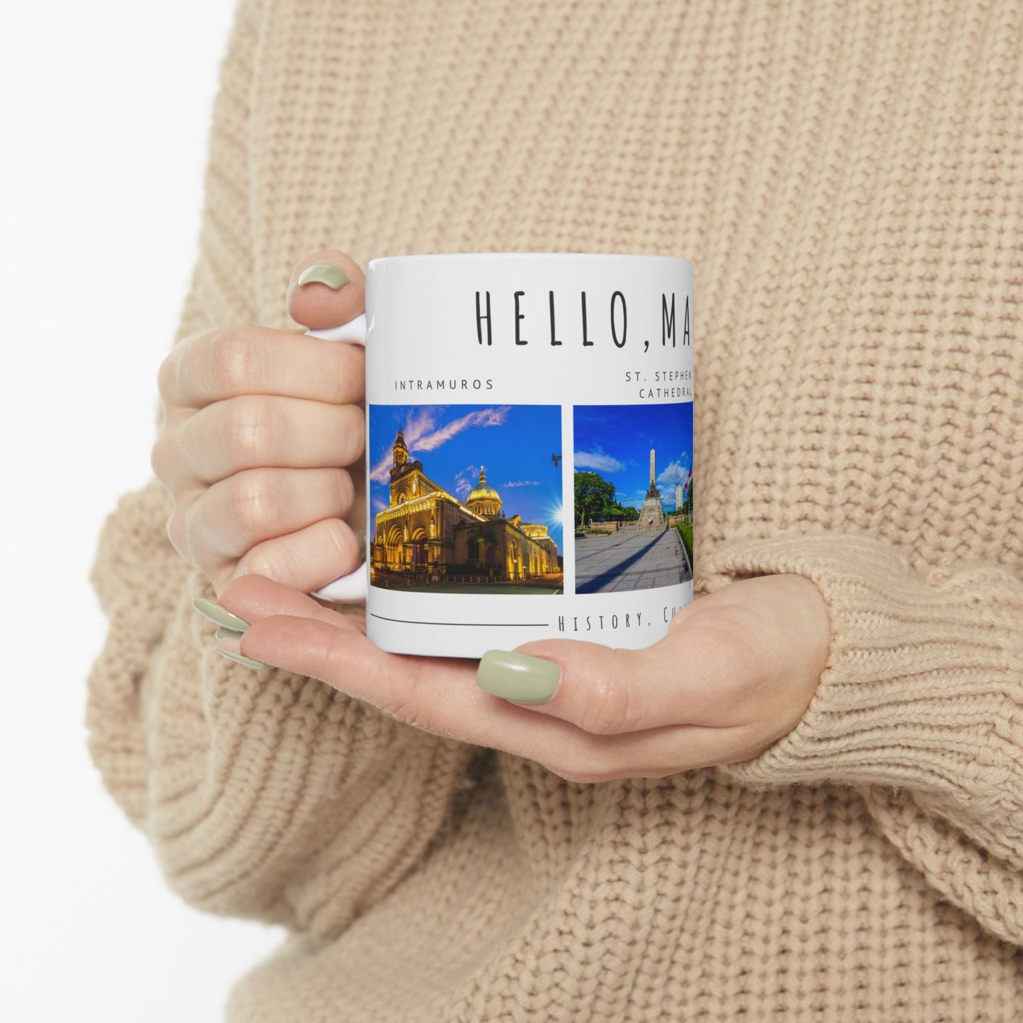 Hello Manila! Ceramic Travel Mug - 11oz/15oz - Perfect Coffee Cup for Culture & History Lovers - 12167