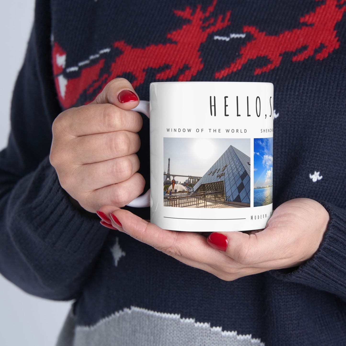 Hello, Shenzhen! Ceramic Mug - 11oz & 15oz - Modern & Bustling Design - 12103