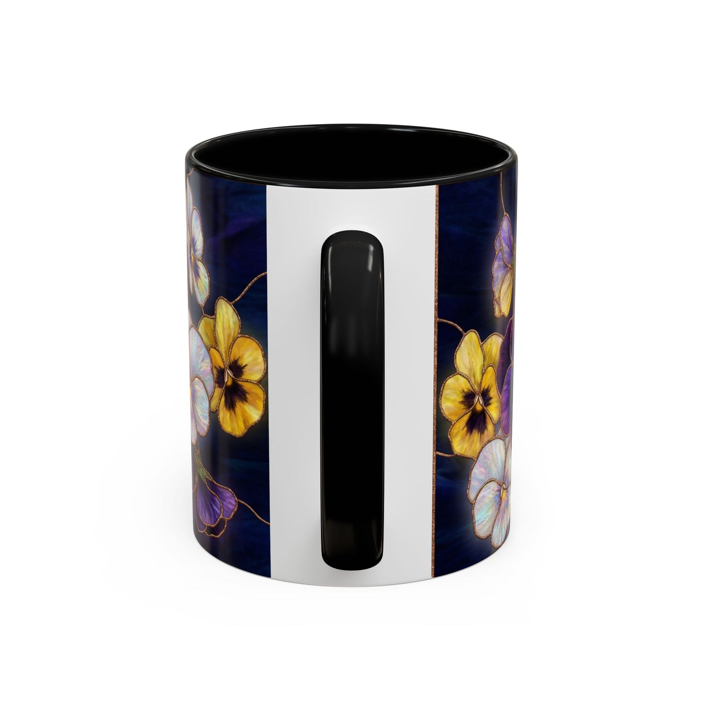 Pansy Floral Accent Coffee Mug — Stained Glass Design (11/15oz) - 14544