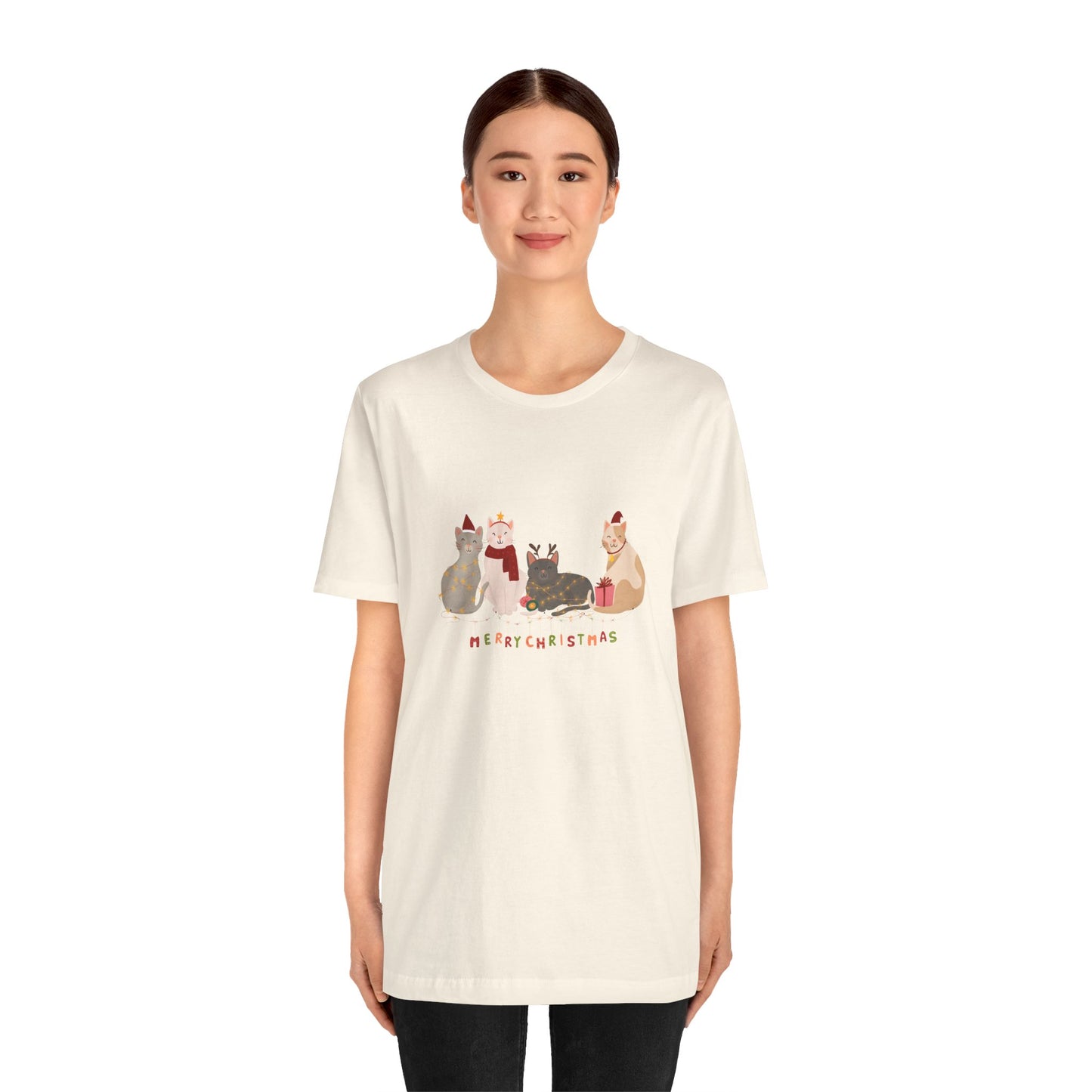 Cats, Merry Christmas - Unisex Jersey Short Sleeve Tee - 10283