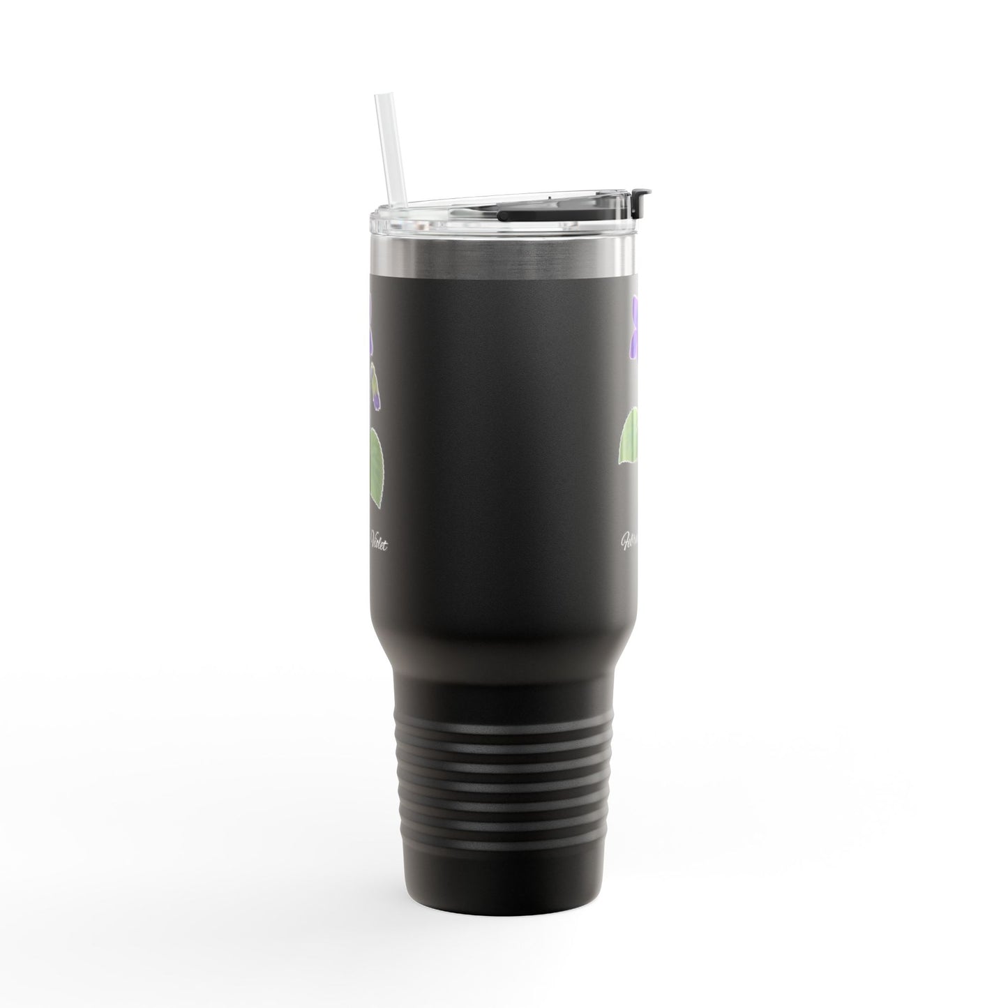 Violet (Single) Floral Tumbler – February Birth Flower Gift | 40oz Insulated Travel Mug, Customizable — 14698